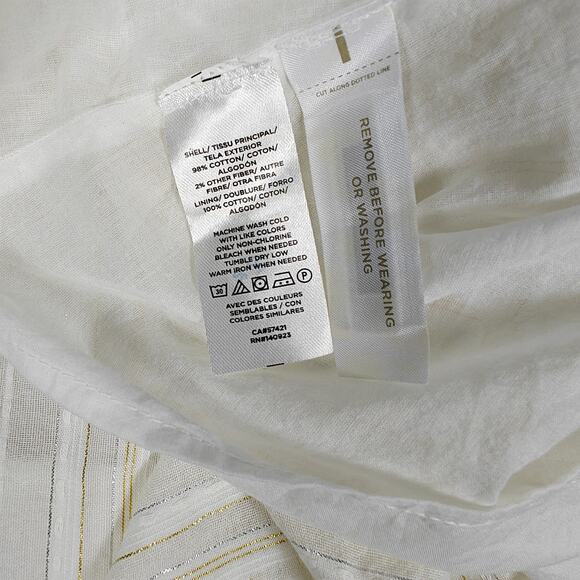 Loft White Gold & Silver Striped Summer Dress w/ Pockets Size 10P NEW - Picture 7 of 9